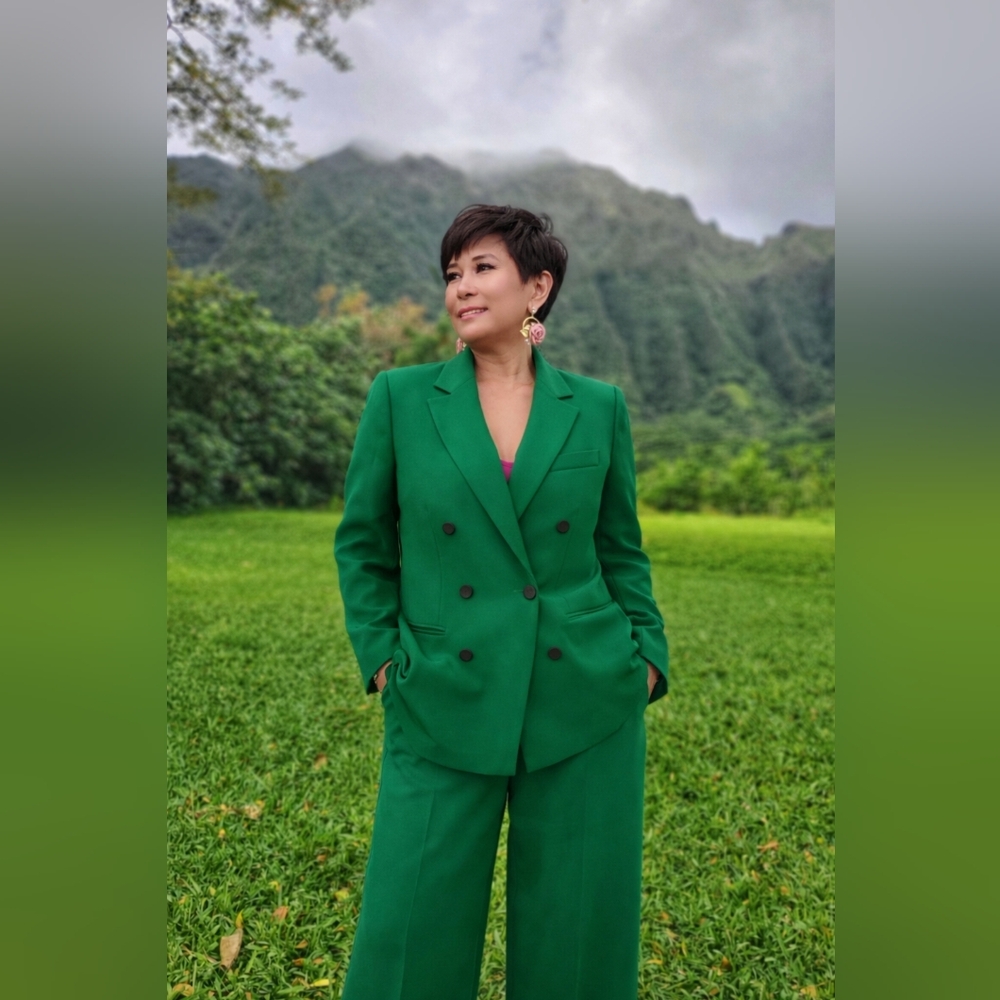 Women Trouser Suit Green Pants Set